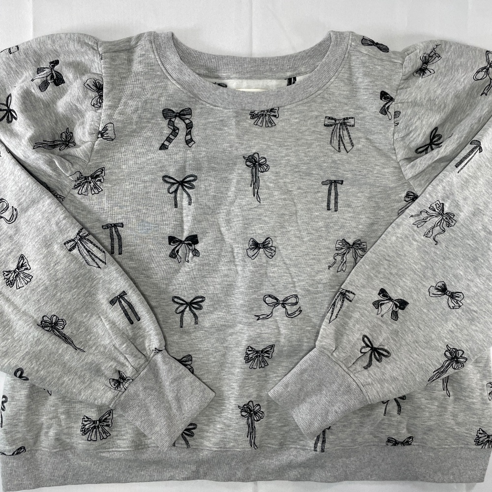 Maeve Anthropologie Bow Print Sweatshirt Women’s Gray Fleece Pullover - Size 3X